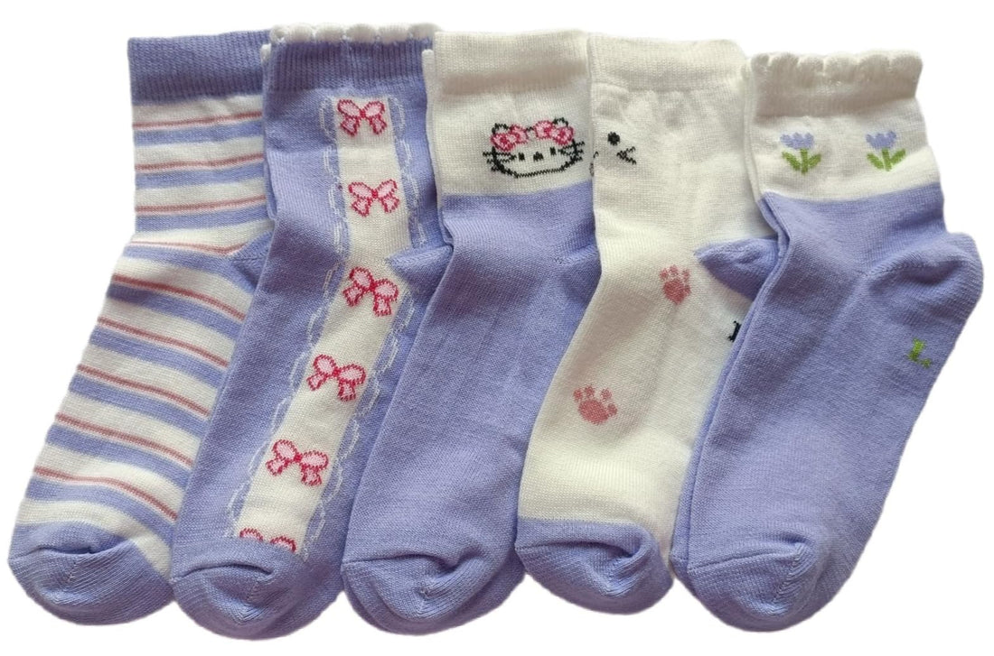 Set of 3 Kids Socks - Baby Socks for Girls - (Set of 3 Random Pairs) - Purple (Move) - Multiple Sizes - Code S063