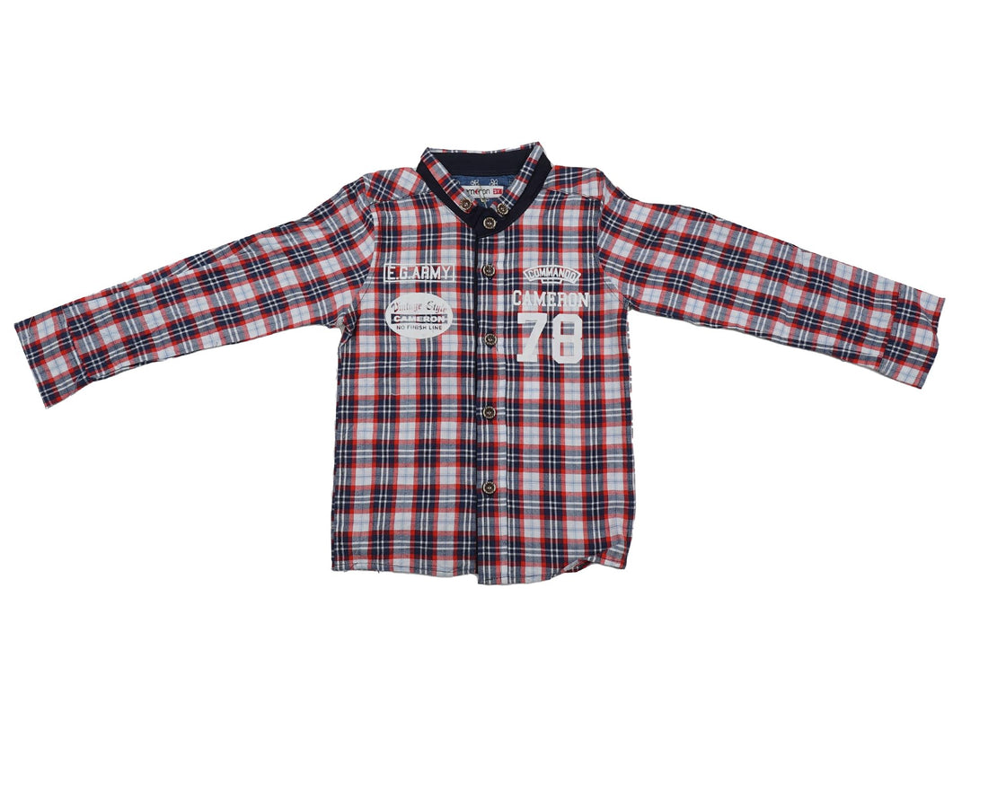 Cameron Boys' Long Sleeve Cotton Plaid Shirt – Casual Button-Down Checkered Shirt for Kids - Multi Color
