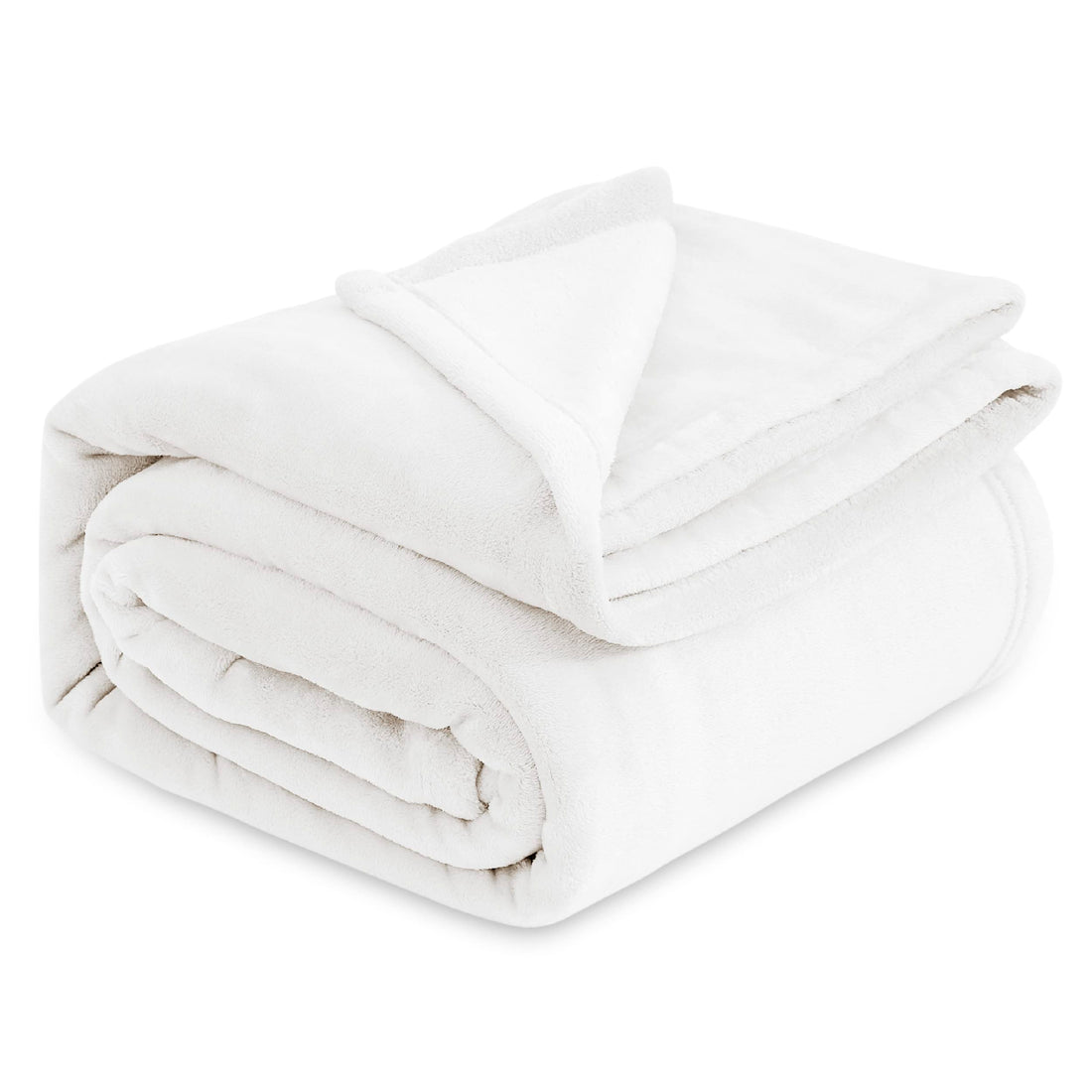 Bedsure Fleece Blanket 220 x 240 cm – White Double Bed Cover, Large Size Sofa Throw, Soft and Warm Flannel