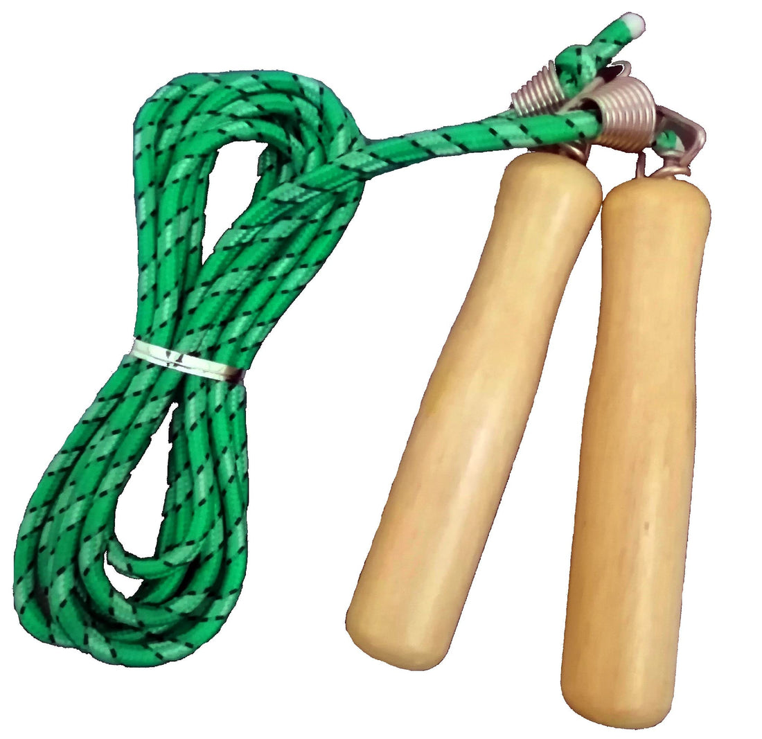 Skipping Cotton Jump Rope With Wooden Handles - Green