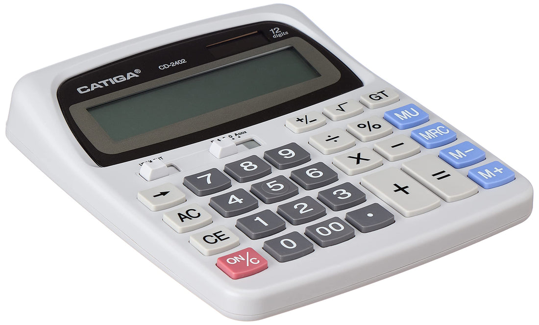 Catiga cd-2402 electronic calculator two power and 12 digits with plastic keys for office and school - multi colour