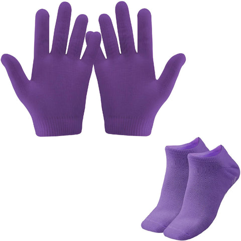 1 Pair Moisturizing Socks and Gloves for Dry and Rough Hands and Feet Treatments, Silicone Gloves and Socks for Softening Dry and Cracked Skin Reusable (Purple)