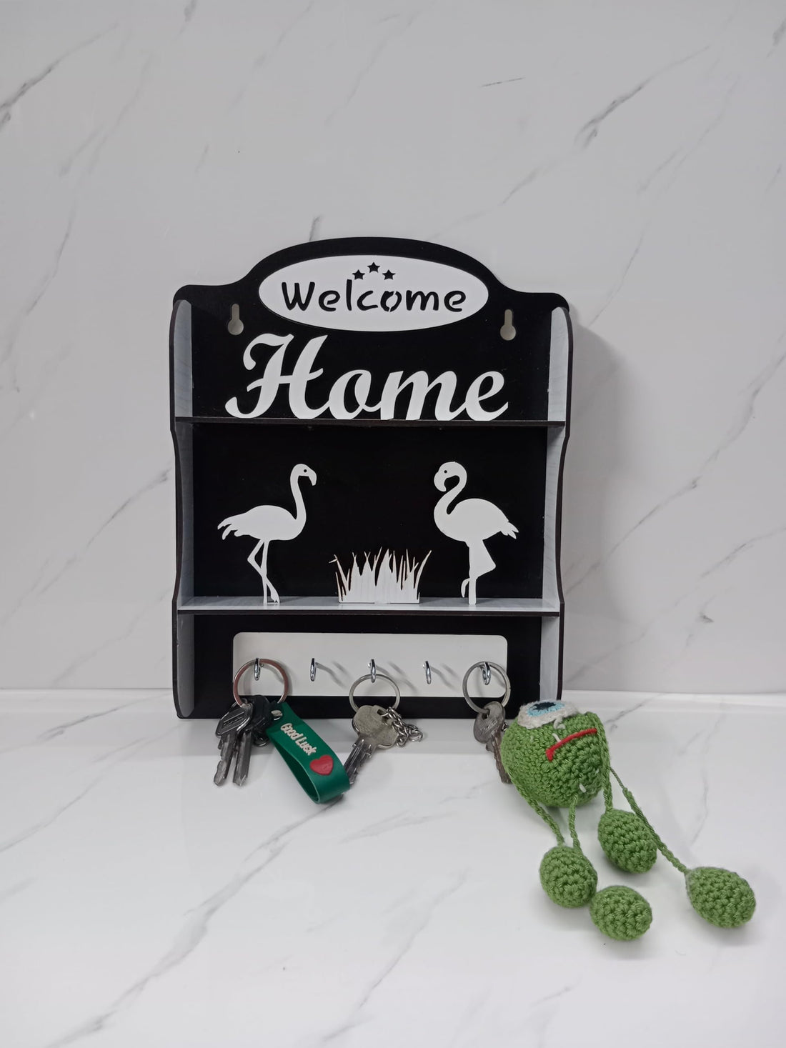 Welcome Home and Flamingo Black Key Holder