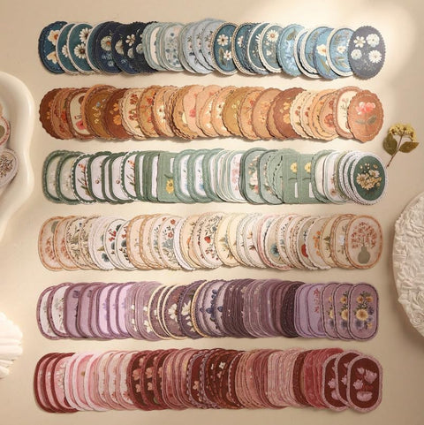 1 Pack Mysterious Floral Series Vintage Elegant Sealing Stickers, 45 Pieces, for Scrapbooking, Notebook, Laptop, Water Bottle, Back to School Supplies (Brown Color)