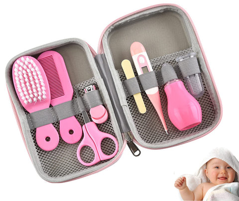 8 PCS Baby Healthcare Kit -Baby Grooming Kit Newborn Baby Care Accessories, Essential Baby Care Items for Travelling & Home Use -Ideal for Newborn, Infant, Toddler Girls & Boys (Red)