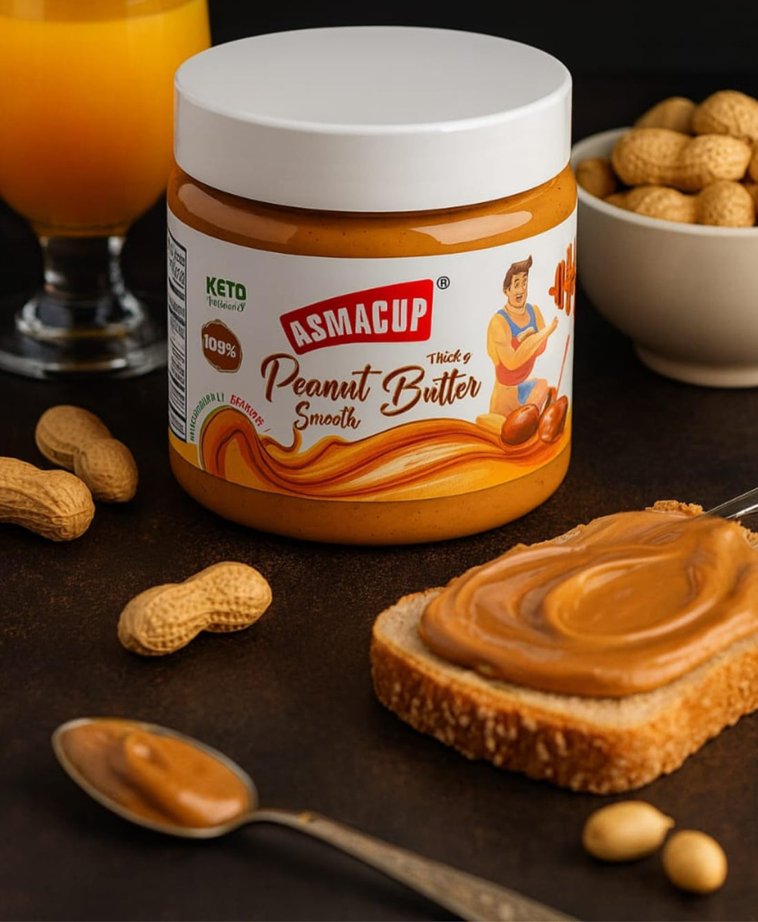 زبدة فول سوداني أسماكاب بدون سكر مضاف 200 جم | Asmacup Peanut Butter (No Added Sugar) – 200 g | High Protein | Smooth Texture | Natural Taste | Perfect for Breakfast & Fitness Snacks