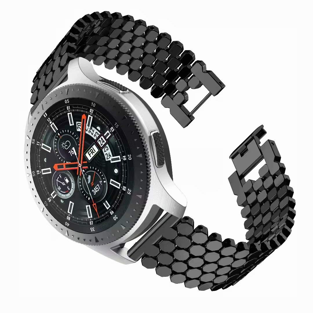 Compatible with Amazfit GTR 47mm, 22mm Quick Release Link Watch Band for Amazfit Nexo/Stratos+ /Pace/Gear S3 Galaxy Watch 3 45mm (Black)