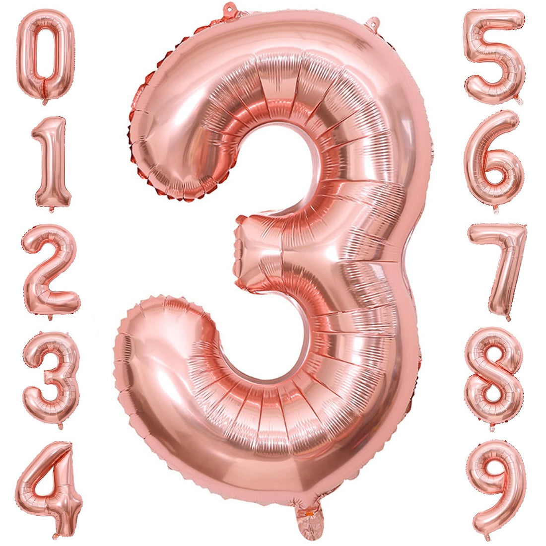Number Balloon 3 Rose Gold, 40 Inch Balloons Birthday, Foil Balloon 3 Rose Gold Birthday Decoration, Helium Balloons Numbers for Children, Boys, Girls