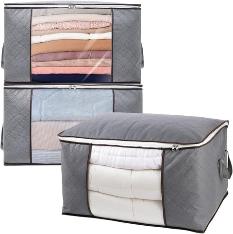 Folding Clothes Storage Bag Grey -3PCS