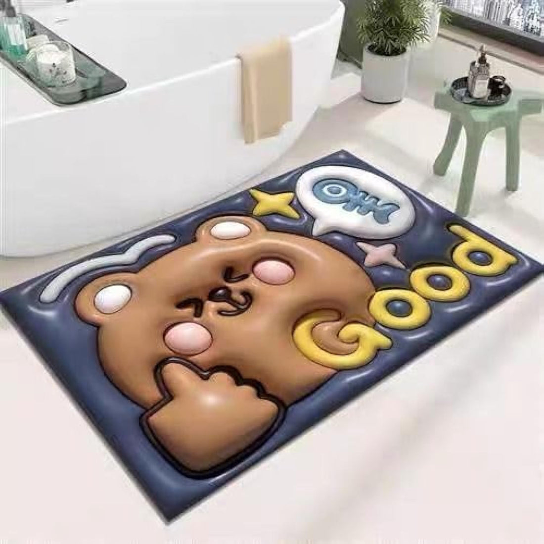 3D Home Diatomaceous Leather Floor Mat Living Room Bathroom Small Cartoon Fresh Quick Dry Absorbent Non-Slip Bat - Shape Random