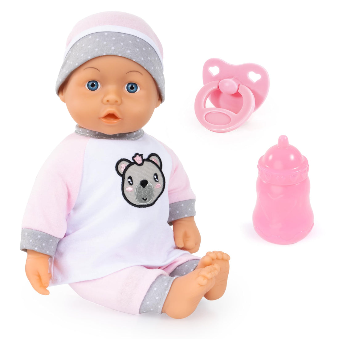 Interactive Doll Kiss Baby, talking, sounds, gives a kiss, accessories, bottle, dummy, 36cm