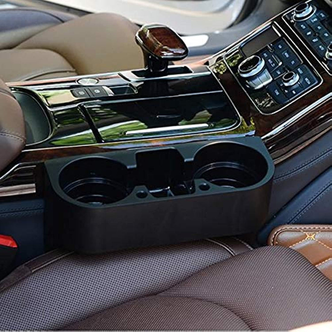 Multifunctional Car Inserts Organizer Water Bottle Double Cup Cellphone Holder (Black)