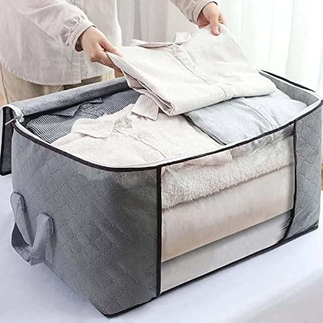 PRIME SHOP - Large Capacity Clothes Storage Bag (100L), Large Capacity Clothes Storage Organizer, Storage Boxes for Clothes