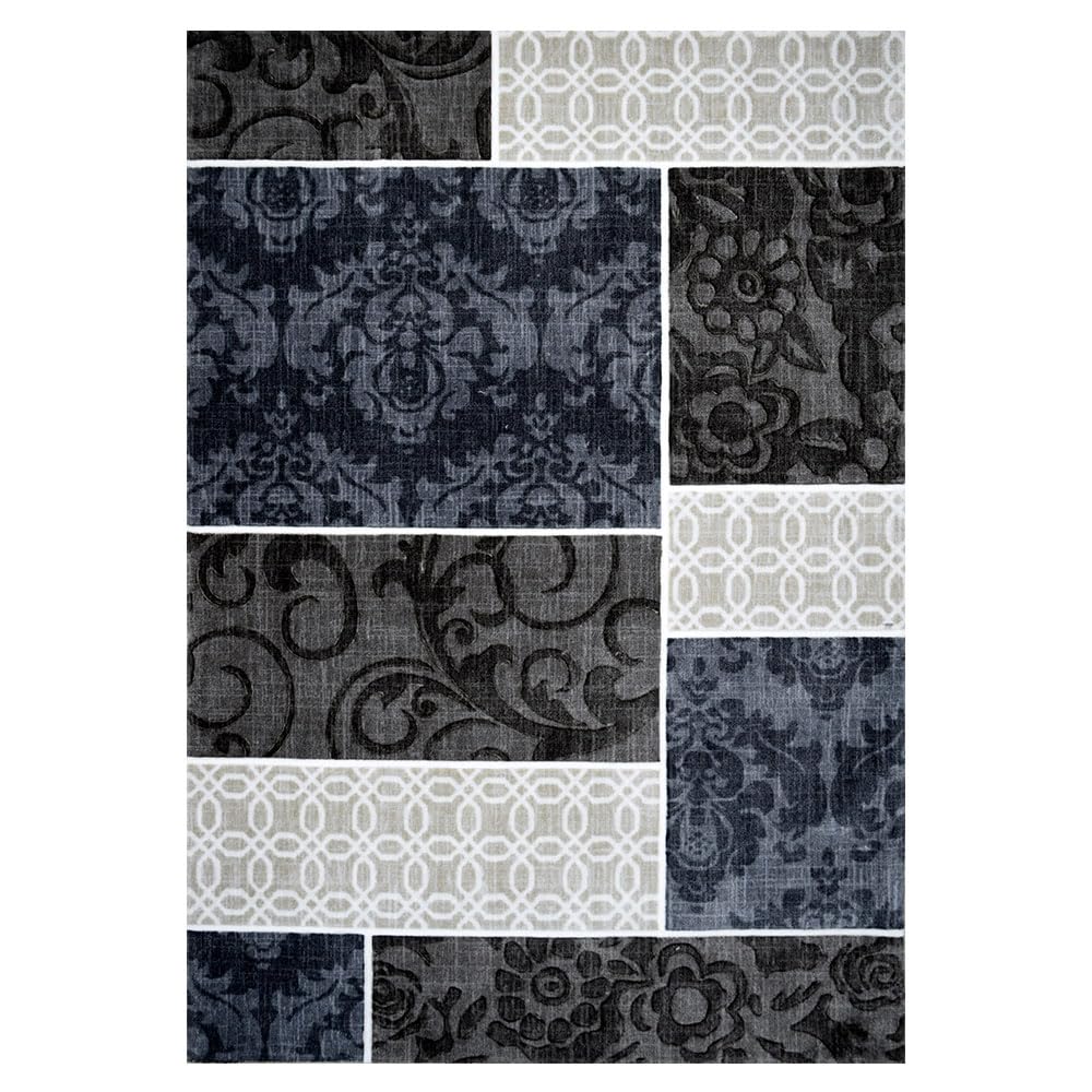 Mac Carpet Atlanta Special 3D Carved Rug Size 50x80cm - White, Black, & Navy
