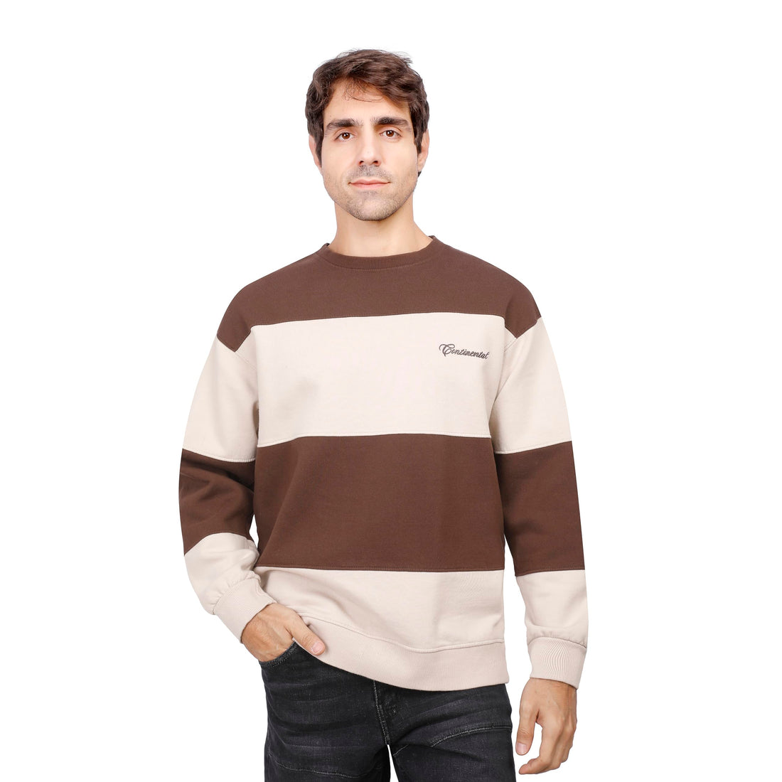 FIRE WOOD mens Round stripped Sweatshirt