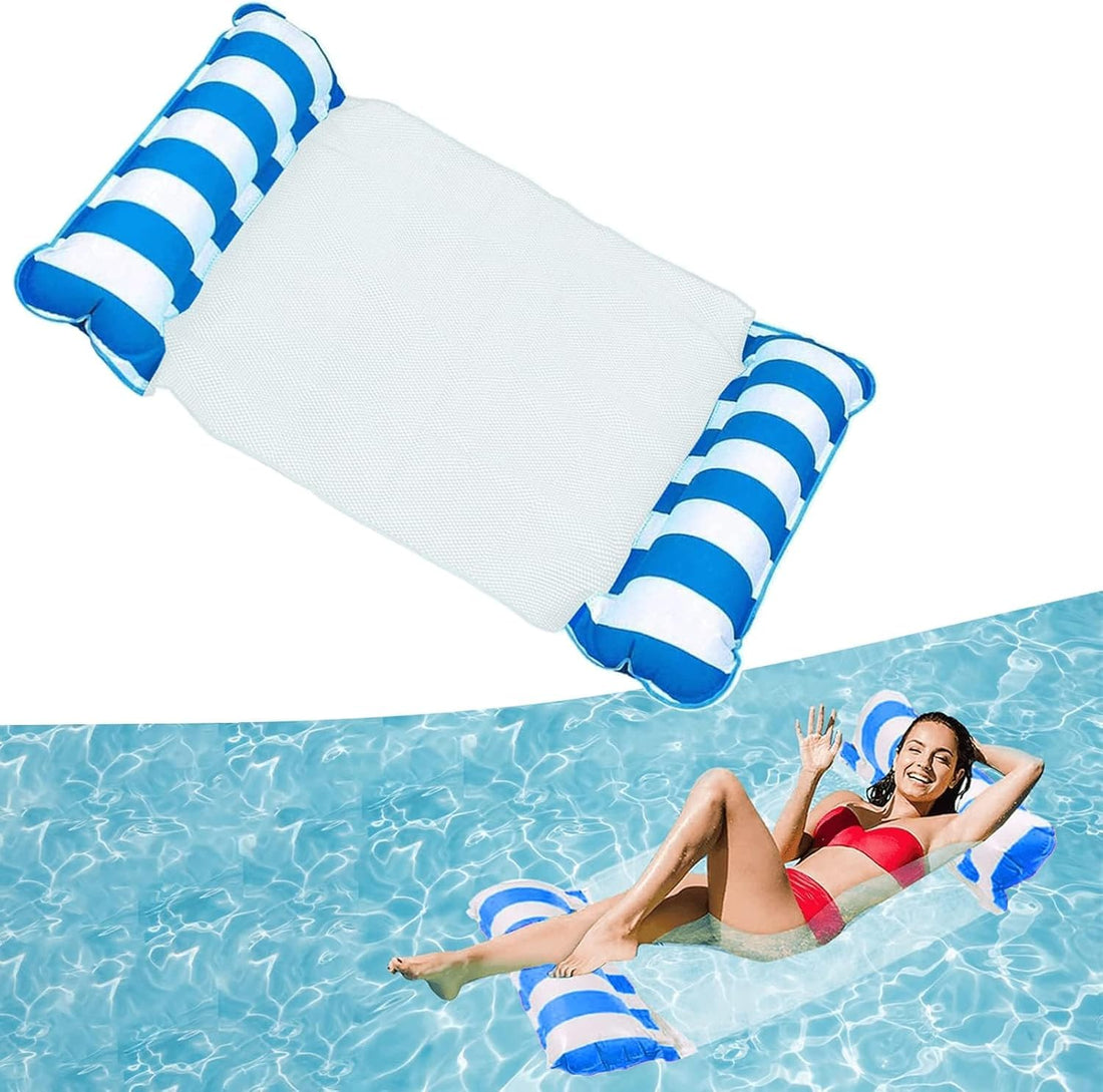 4-in-1 Pool Hammock Float, Inflatable Swimming Pool Lounger for Adults, Water Hammock for Pool Beach