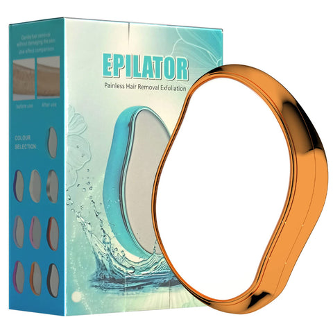 Magic Crystal Hair Eraser, Painless Exfoliation Silky Smooth Hair Remover Eraser Removal Tool for Men Women Arms Legs Back Chest, Fast & Easy Hair Removal Mild Epilator (Gold)