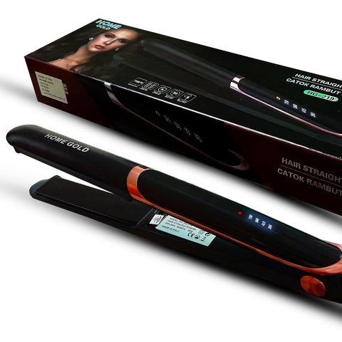 HOME GOLD hair straightener, Salon-Quality Styling with 750°F Heat, Perfect for Curly and Straight Hair, Rapid 30-Second Heat-Up, and 360° Rotating Cord, 35W, Model: HG-219