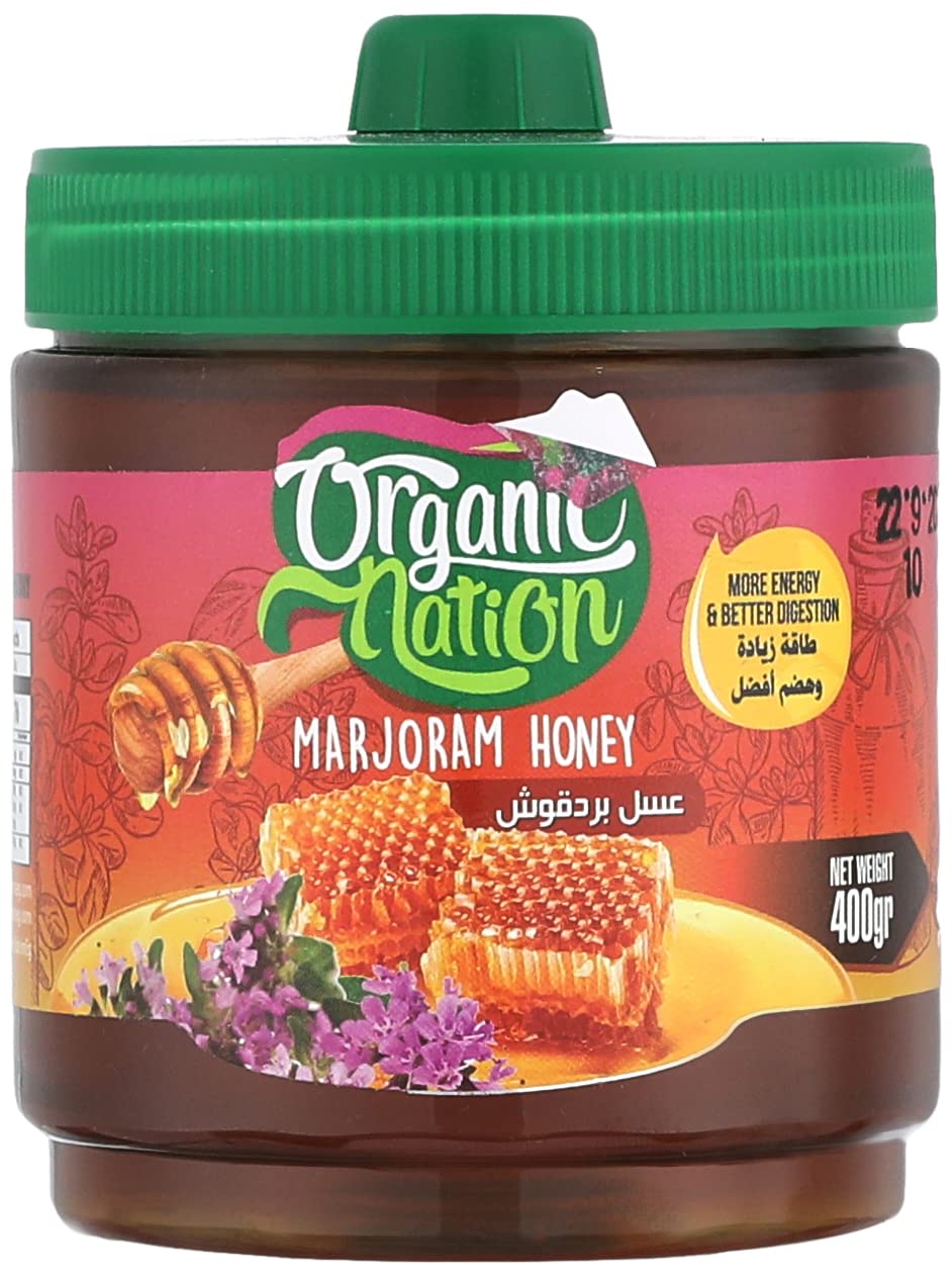 Organic Nation | Marjoram Honey | Natural Honey | Energy Provider | Digestion Facilitation | Relaxing Treatment | Body Cleanser | Rich in Vitamins | 400g