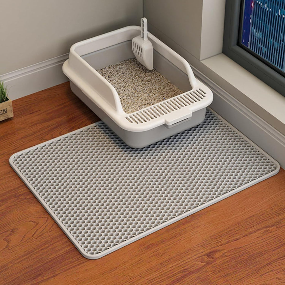 Mat and Litter Tray 50 x 40 cm Waterproof Sand Collector Double Layer Mat Cat Litter Mat