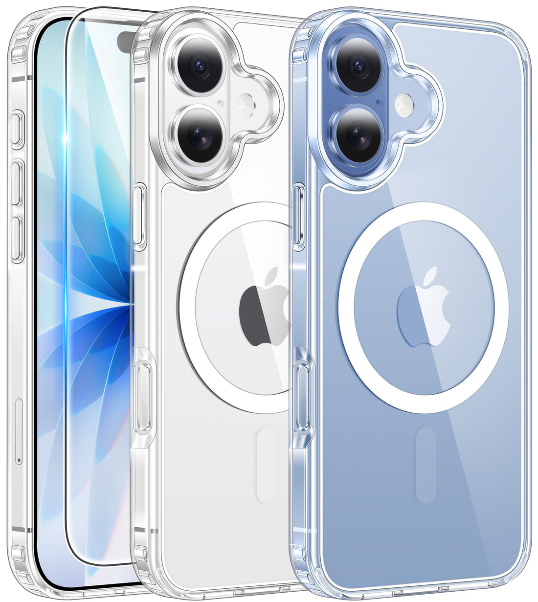 FNTCASE for Phone 17 Case Clear: Magnetic Transparent Phone Cases with Screen Protector Slim Anti Yellowing Military Grade Drop Protection Rugged Shockproof Protective Cell Phone Cover (Clear)