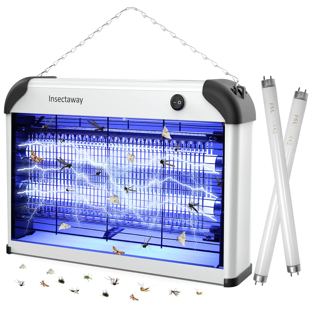 Double Grid Anti-Mosquito Lamp, 20W UV Anti-Flying Insects Electric Indoor Effective Range 50-80 m² Fly Traps Killer Lamp, Insect Killer, Home, Kitchen, Office