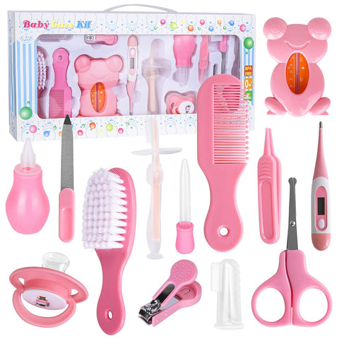 Baby Care Set - MKNZOME 13-Piece Nail Scissors Baby Care Set Baby Care Set Baby First Equipment Newborn Baby Nail Care Set Baby Gift Girls - Pink