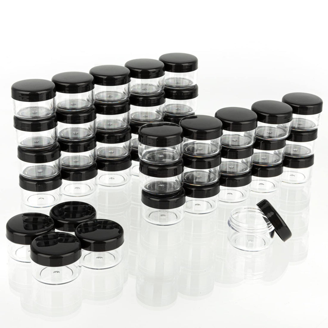 5 Gram Cosmetic Sample Containers with Lids 100pcs Empty Small Makeup Jars Plastic BPA Free(Black)