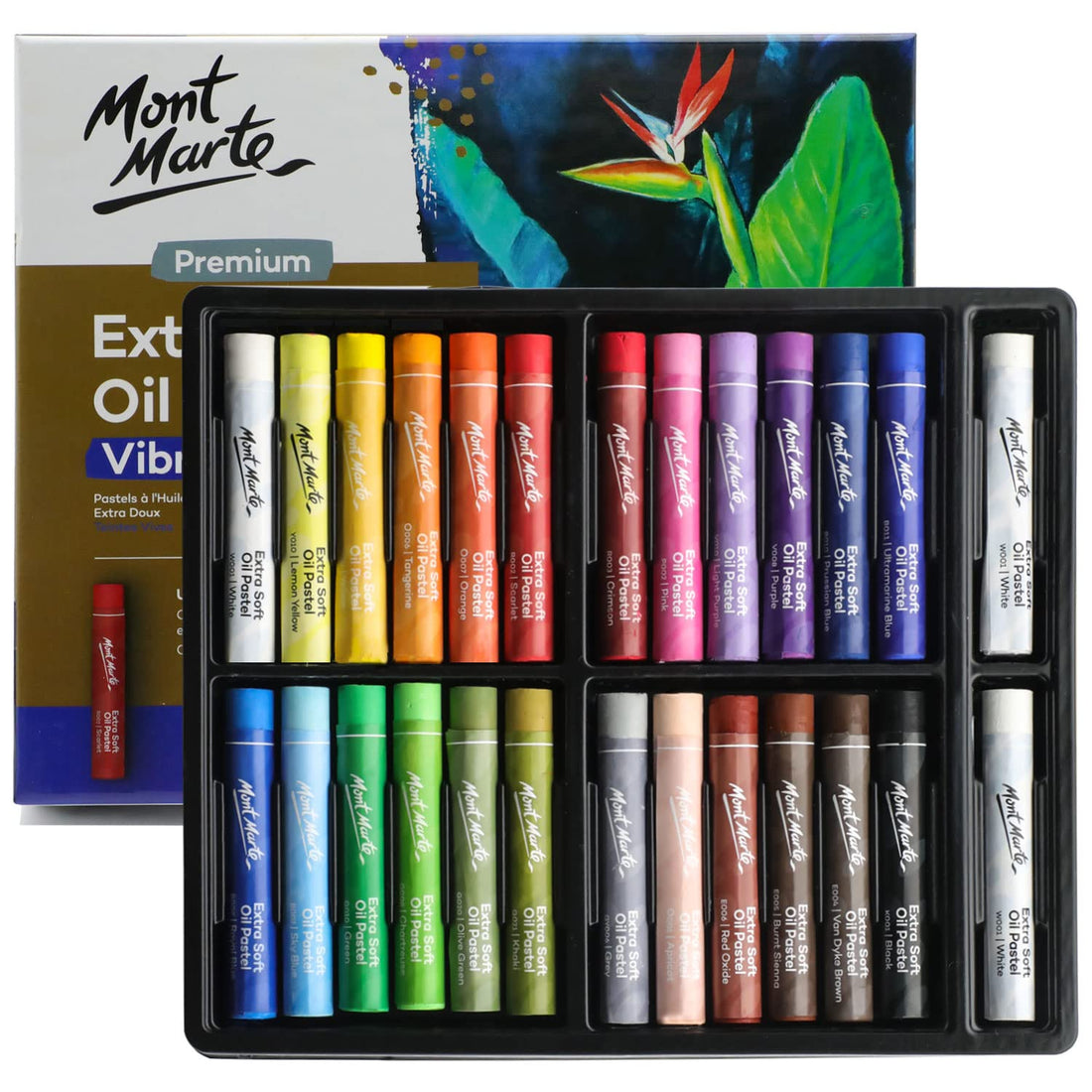 Mont Marte Extra Soft Oil Pastels 26pc, Assorted Bright Colours, Vibrant and Buttery, Versatile Art Pastels for Blending, Layering & Shading, Ideal for Art, Craft, Colouring and Sketching