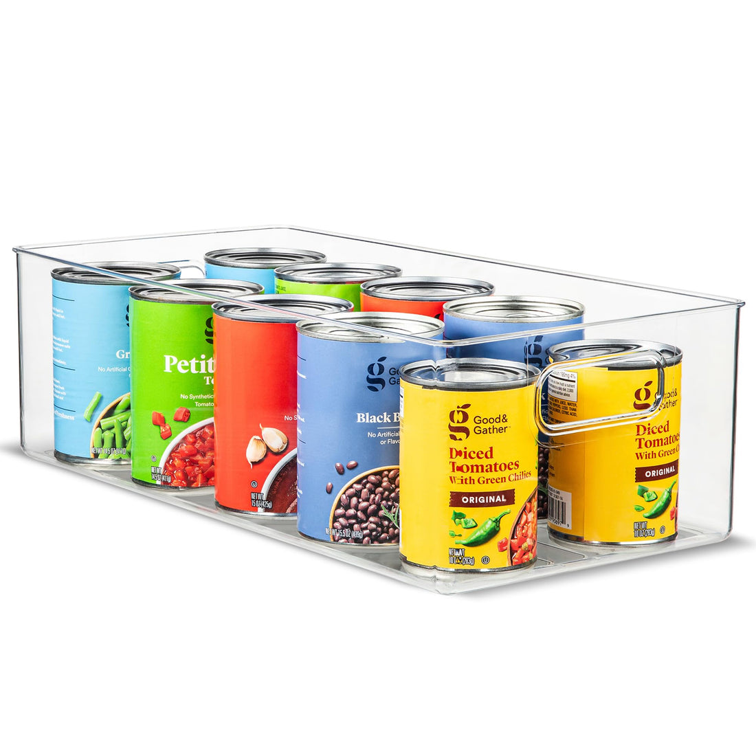 Plastic Food Storage Clear Container Bin with Handles for Organizing Kitchen, Pantry, Refrigerator, Freezer, Pantry, Cabinet, Closet, Bathroom. 16”x8”x5”