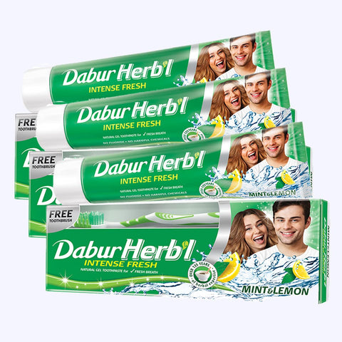 Dabur Herbal Green Gel, 150gm + Toothbrush (Pack Of 3)