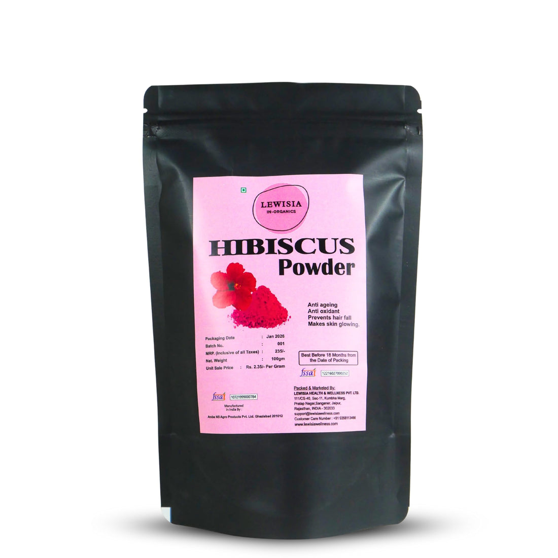 LEWISIA IN ORGANICS Hibiscus Powder,1 Count