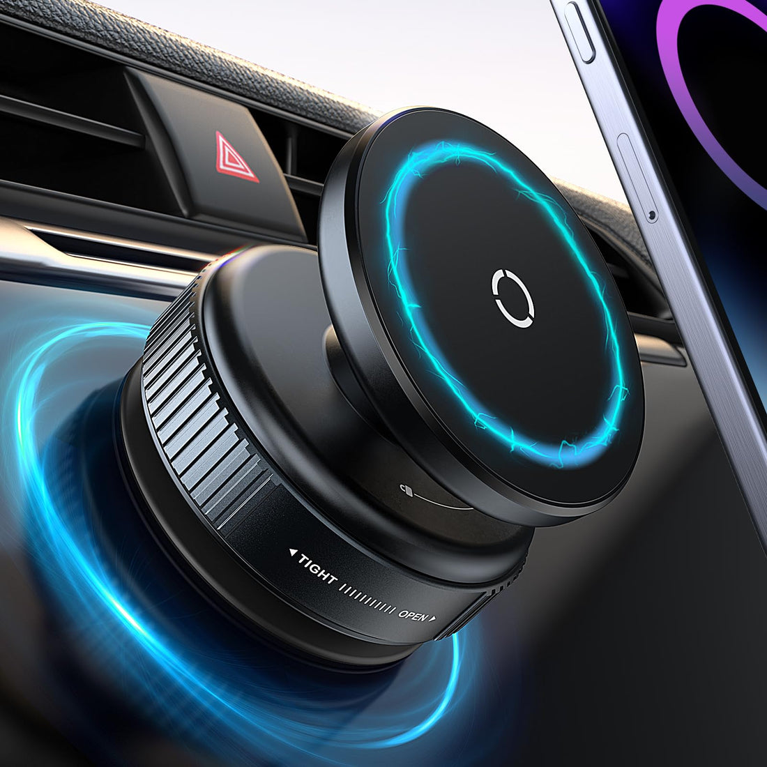 Upgraded 360° Adjustable Vacuum Magnetic Suction Cup Phone Mount, Hands-Free Suction Cup Phone Holder for Car/Gym/Mirror/Smooth Surface, Compatible with iPhone Android and All Smartphones