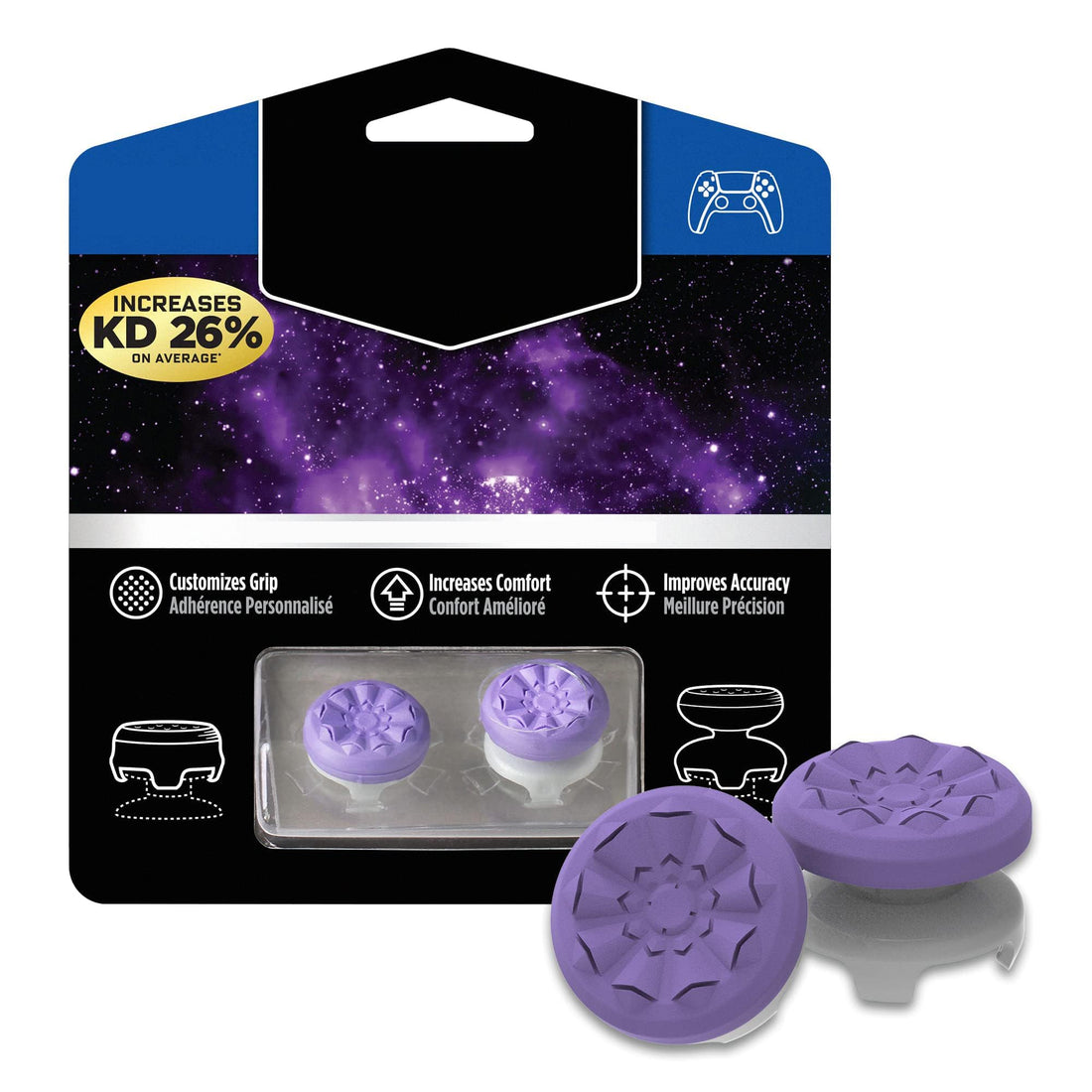 Galaxy Purple for PlayStation 4 (PS4) and PlayStation 5 (PS5), Performance Thumbsticks, Compatible Controller Grip Performance, Galaxy Themed Thumbstick Covers (1 High-Rise, 1 Mid-Rise, Purple) Khazna