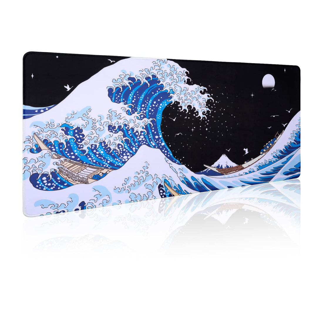 Sea Wave Japanese Art Mouse Pad Gaming XL Large Desk Mat Long Extended Mousepad Big Table Pads Keyboard Mats for Office Home Gamer 31.5 X 11.8 Inches
