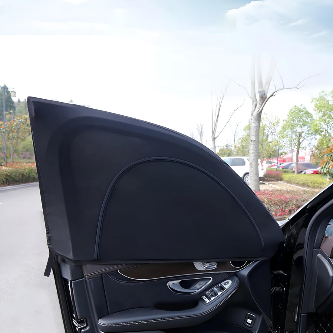 Car Seat Cover UV Protection, Side Window Curtain, Sun Shield Keeps Car Interior at Lower Temperature Facing Sun (Rear + Front)