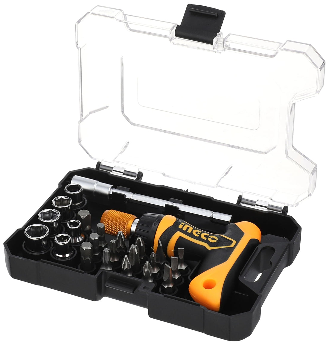 Ingco HKSDB0188 T-Handle Wrench Screwdriver, 24 Pieces - Black and Yellow