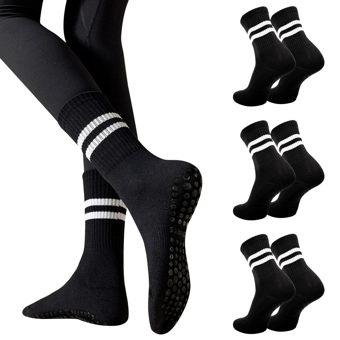 Risipu 3 Pairs of Non-Slip Socks Women Stopper Socks Yoga Socks