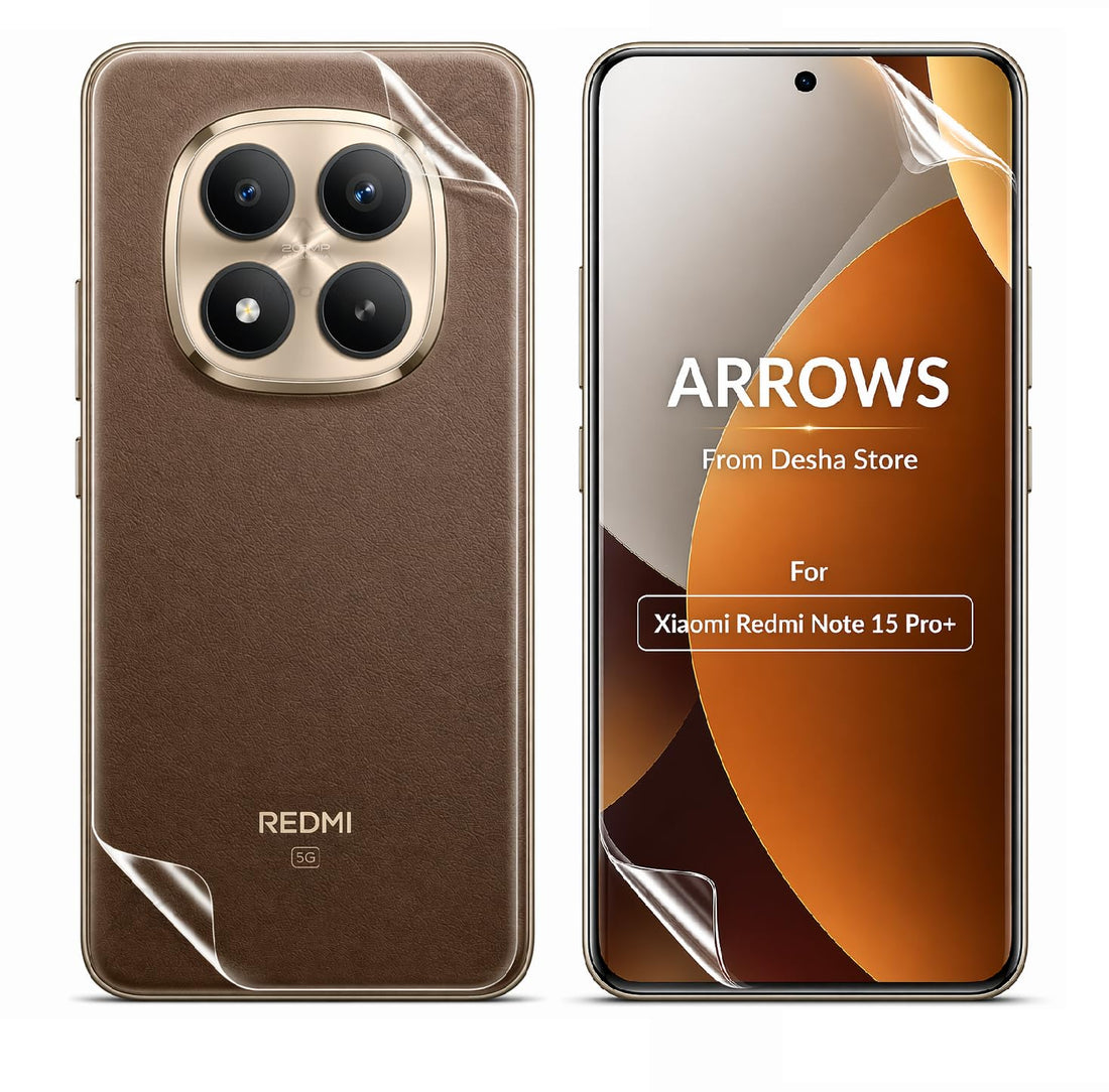 ARROWS Front & Back Flexible Screen Protector for Xiaomi Redmi Note 15 Pro Plus, Full Coverage, HD Clear, Scratch Resistant, Bubble-Free, Easy Installation, Not Glass
