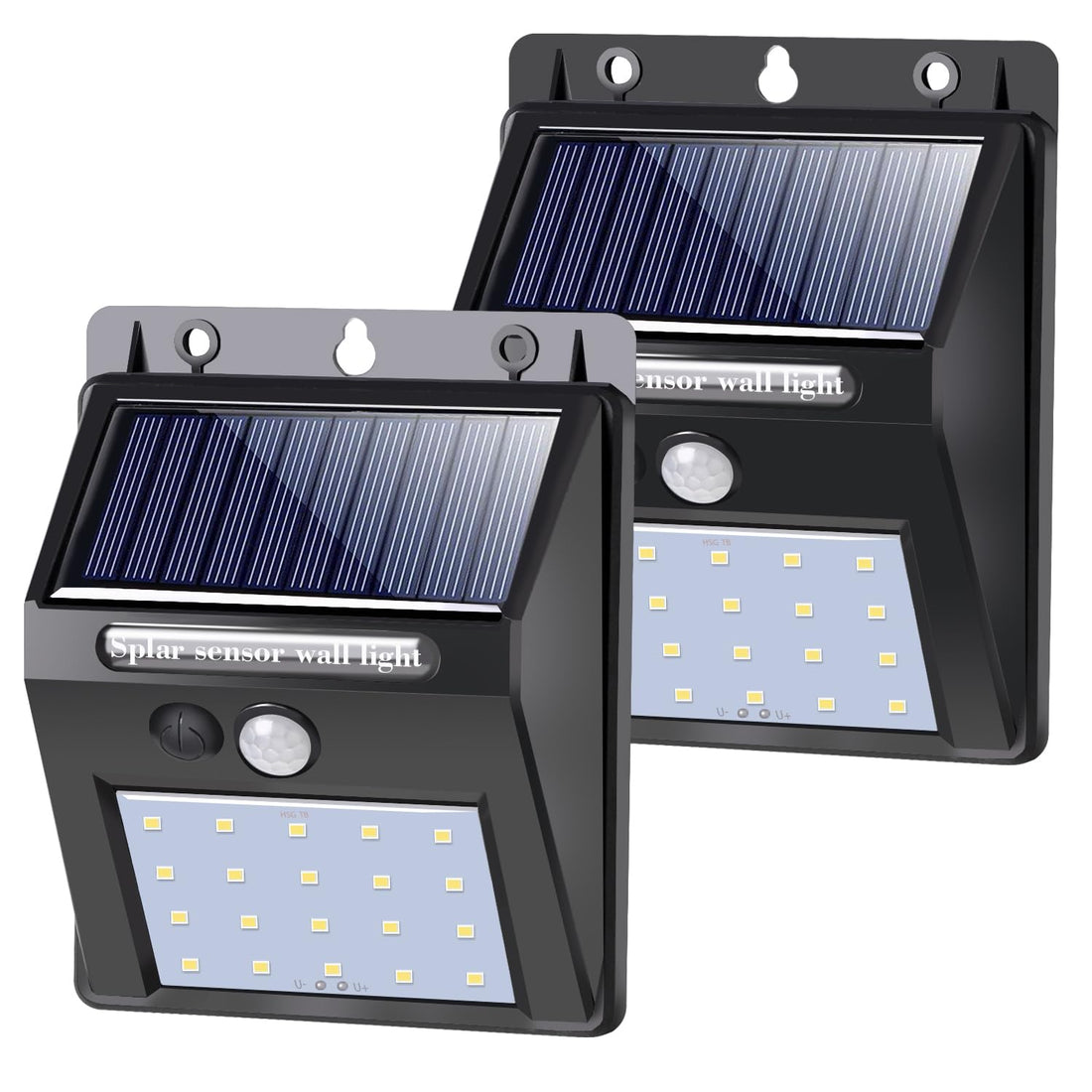 SALCAR Solar Lights for Outdoor Use with Motion Sensor, Super Bright IP44 Waterproof Solar Outdoor Wall Light, 800 Lumens, Pack of 2