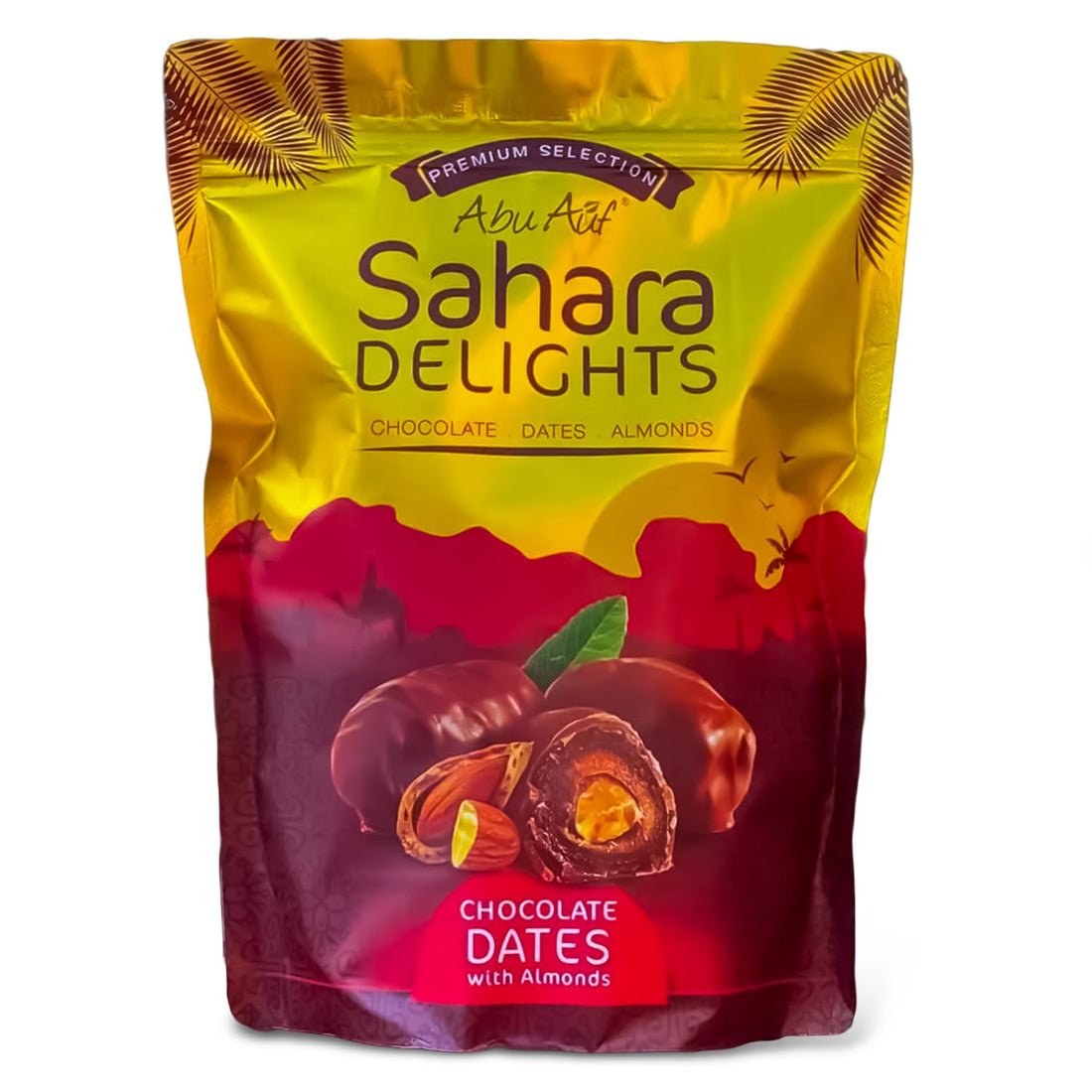 Abu Auf Sahara Delights Chocolate Covered Dates with Almonds, Premium Selection, 300g