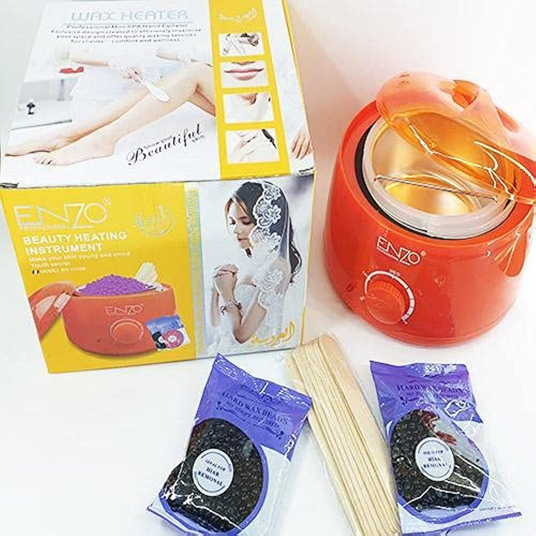 Enzo Wax Device Heater Hair Removal Wax Bean Machine 4 in 1- Orange