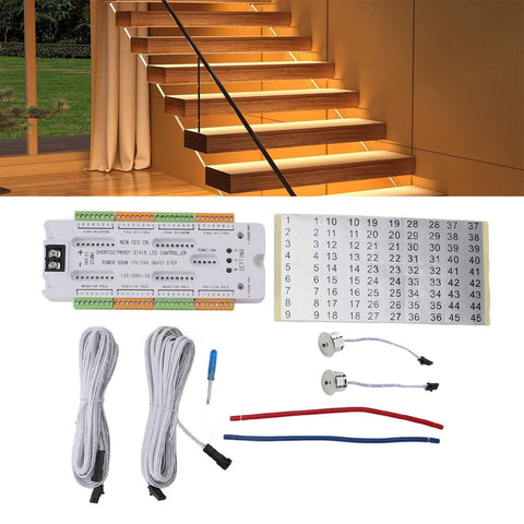 Intelligent Human Sensing Stair Light Set, LED Motion Sensor Strip Light Staircase, LED Stair Light Controller Flexible Strip Light for Stair LED ABS
