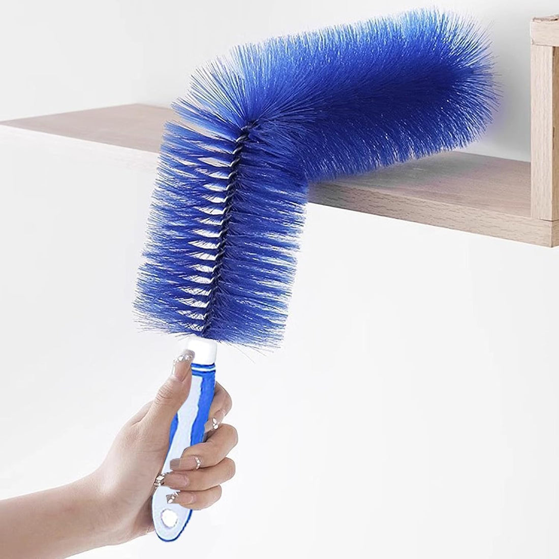Ceiling Fan Cleaning Brush Long Handle – Flexible Dust Remover for AC Units, Vents, Curtains, Window Tracks & Narrow Gaps (Blue (one pack))
