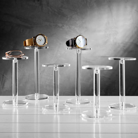 MyGift 3 Inch Clear Acrylic Jewelry Display Riser, Retail Showcase Pedestal and Collectible Display Stand, Set of 6