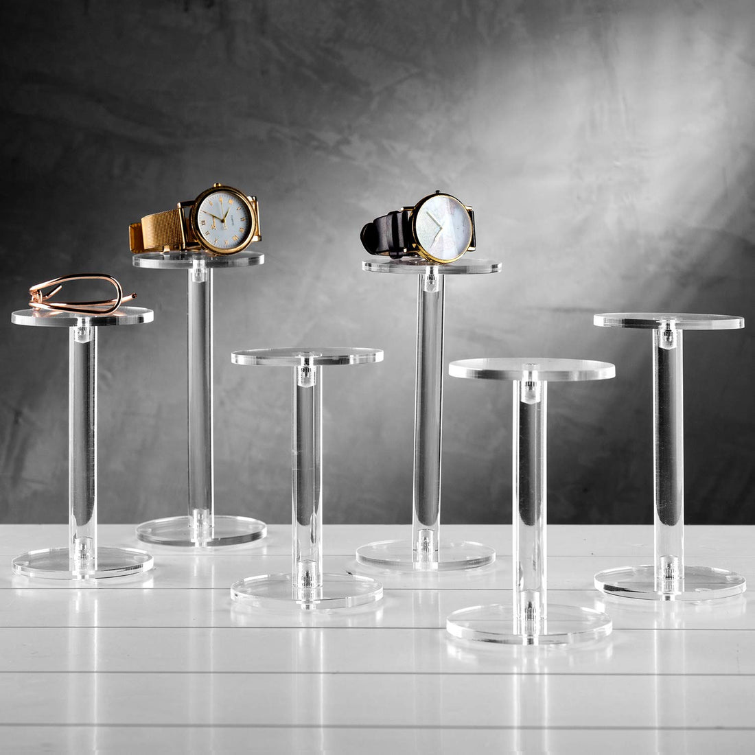 MyGift 3 Inch Clear Acrylic Jewelry Display Riser, Retail Showcase Pedestal and Collectible Display Stand, Set of 6
