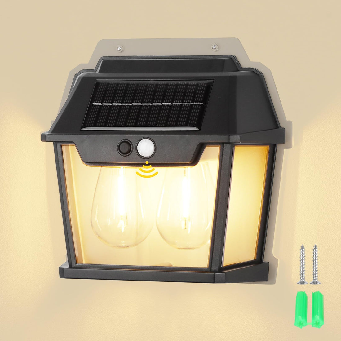 Solar Lights Outdoor Garden, Solar Wall Lamp with 3 Lighting Modes, Wireless IP66 Waterproof Solar Motion Sensors Wall Lights, Exterior Wall Mount Lighting for Outside Courtyards Porch