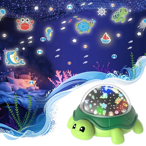 Night Light for Kids,360°Slient Rotating Ocean Star Projector Lights with 10 Lighting + 2 Films,USB Powered Cute Lamp for Bedroom Bedside Nursery Decor,Christmas Birthday Gifts for Baby Girls Boys