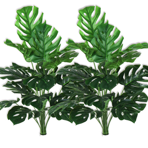 Bird Fiy Artificial Plants 29" Tall Fake Turtle Tree Leaves with Stems Faux Palm Leaf Imitation Frond Leaf Tropical Plants Greenery Floral Jungle Beach Party Home Garden Decoration (2)