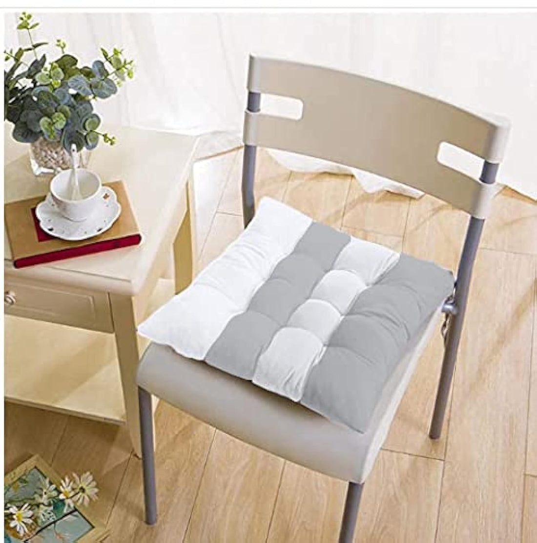 Tigers Trade Lines Chair Cushions-Egyptian Cotton- For Home,Hotels,Office,Cafee Shops and Gardens From (Grey - White, 50 * 50 cm)